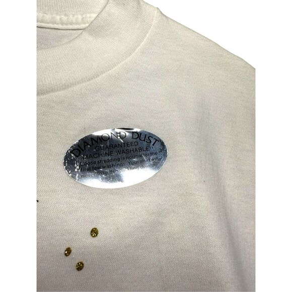 Vintage Diamond Dust Women’s Medium Glitter Cat T-Shirt Cat Lovers USA 90s NEW - Picture 4 of 8